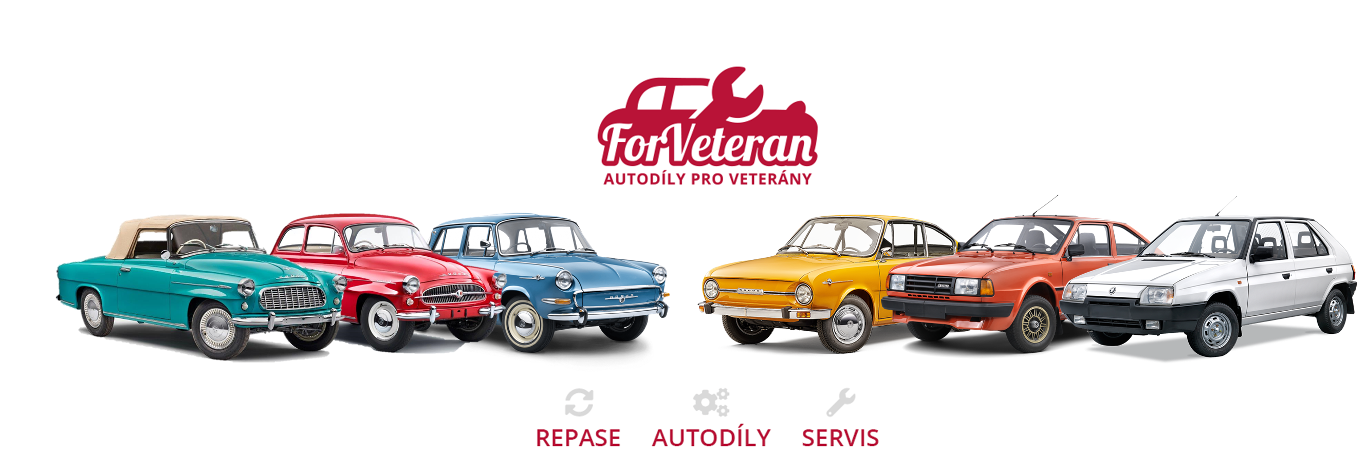 Banner e-shopu For-Veteran.eu – náhradní autodíly pro veterány ŠKODA a TATRA, nové i repasované díly skladem