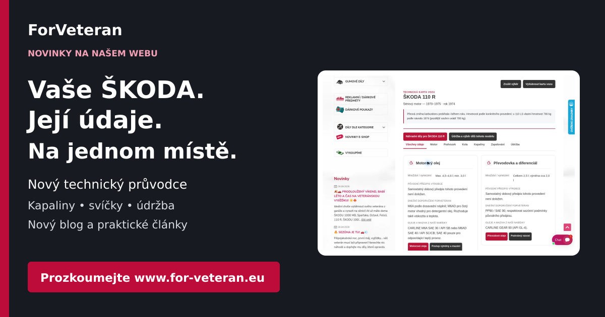 ForVeteran: Vaše ŠKODA. Její údaje. Na jednom místě. Nový technický průvodce a blog.