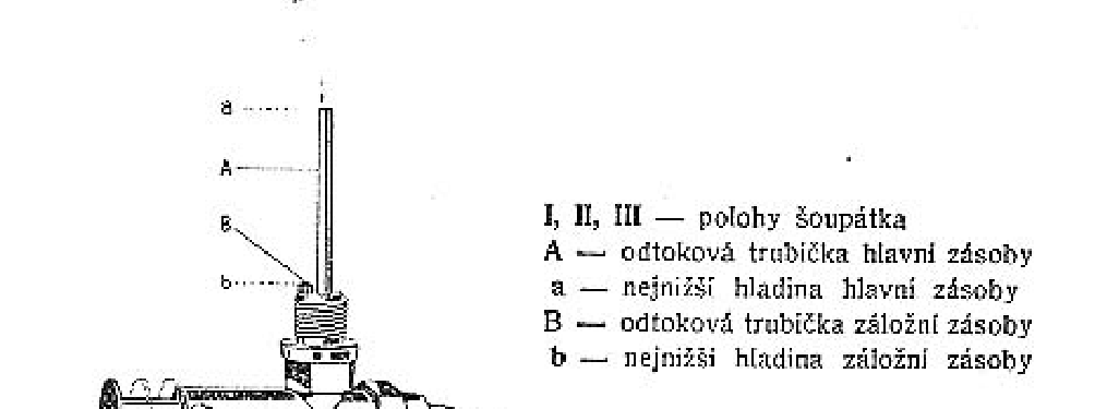 Palivový kohout a odběr hlavní zásoby / rezervy