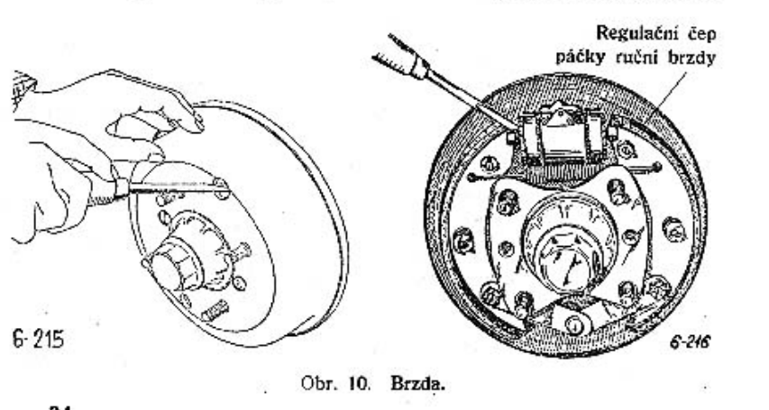 Bubnová brzda a mechanismus parkovací brzdy