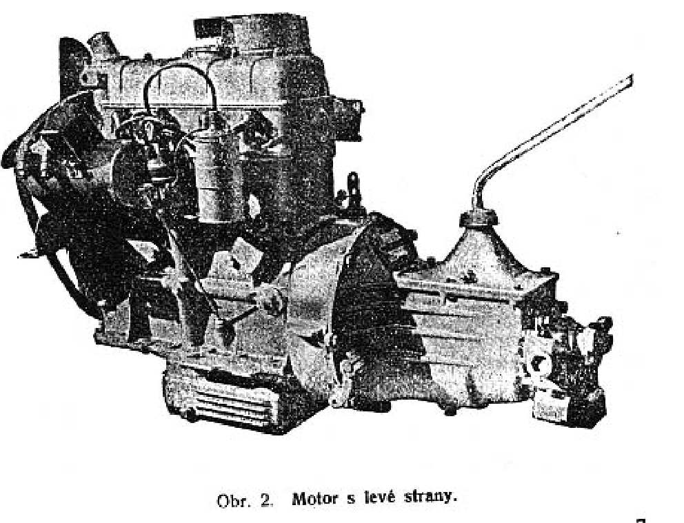 Motor 1101 s převodovkou — pohled zleva