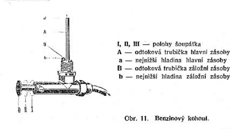 Palivový kohout a odběr hlavní zásoby / rezervy