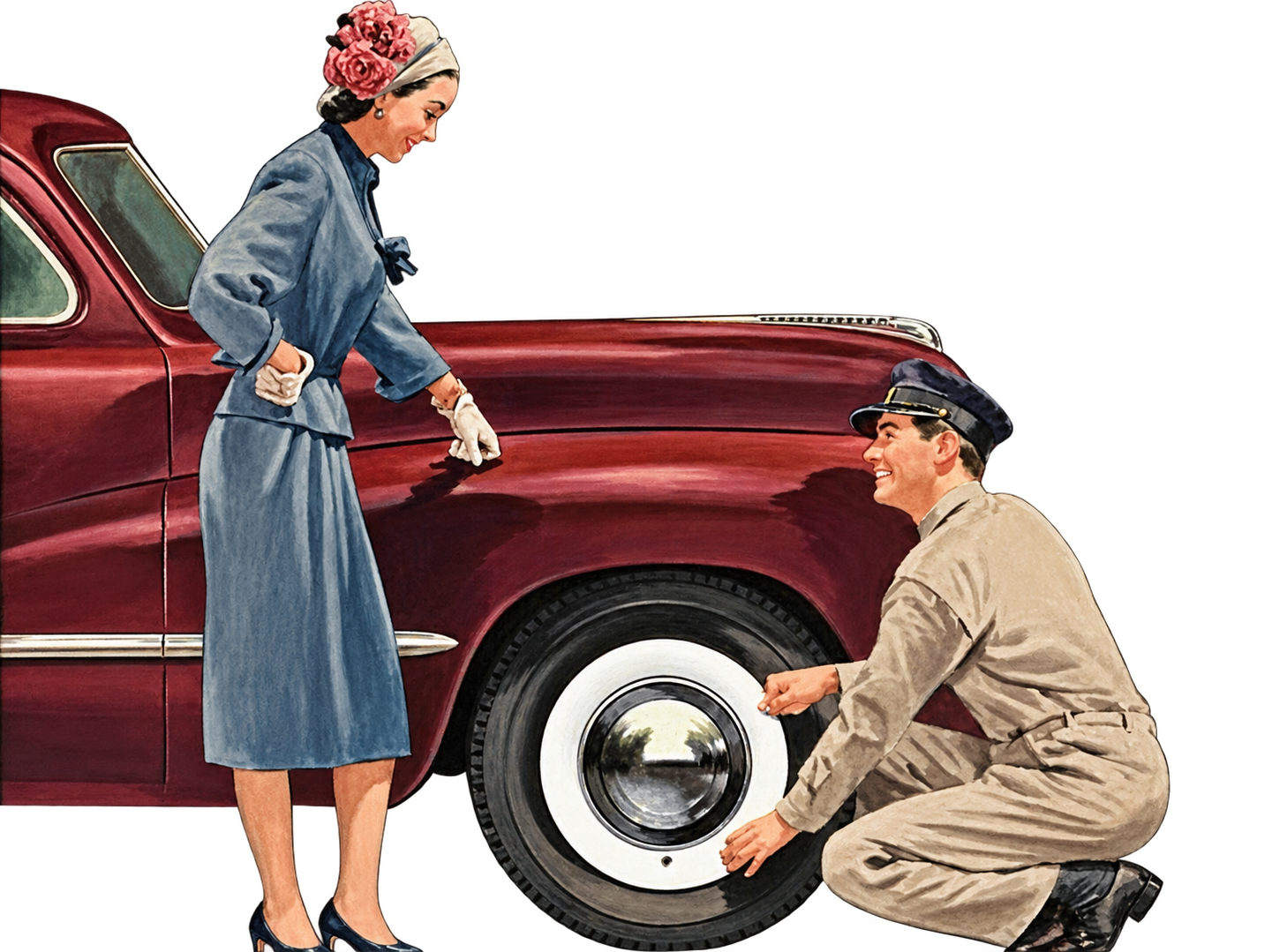 Dobový obrázek automobilu s bílým lemem pneumatiky