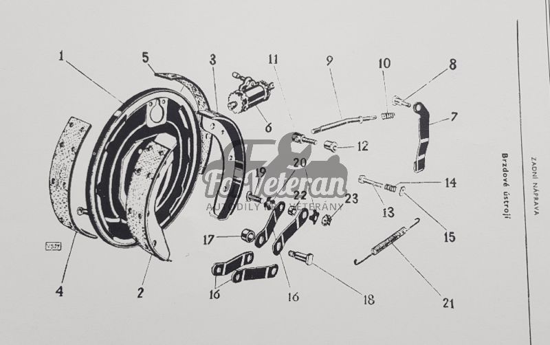 Sada uchycení brzdových čelistí ŠKODA Tudor, Spartak ; 103436000