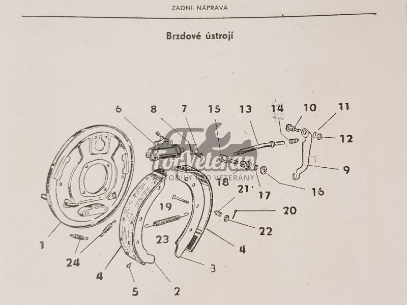 Sada mechanizmu L+P ruční brzdy ŠKODA Spartak, Octavia, Felicia, 1202 ; 103522630