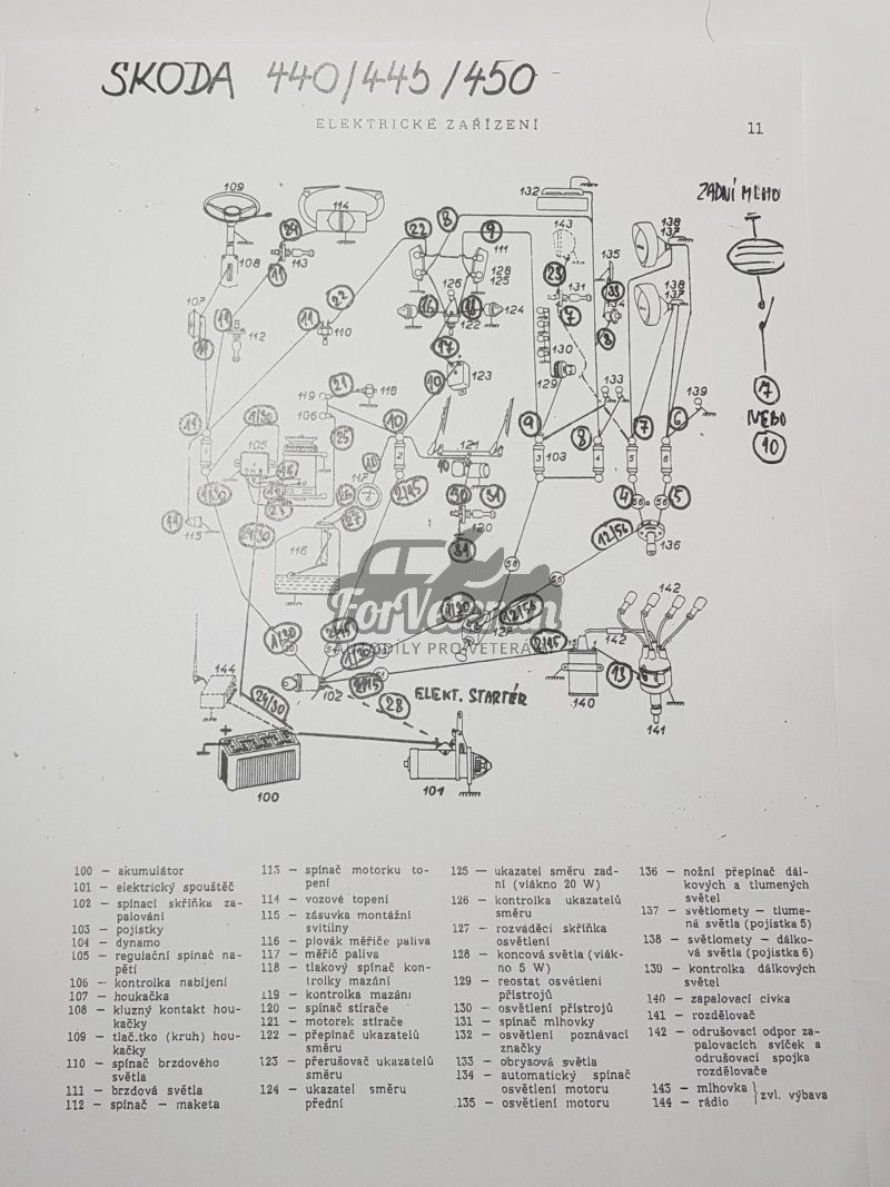 Úplný svazek elektrické instalace ŠKODA Spartak, 440/445/450 ; 103730622