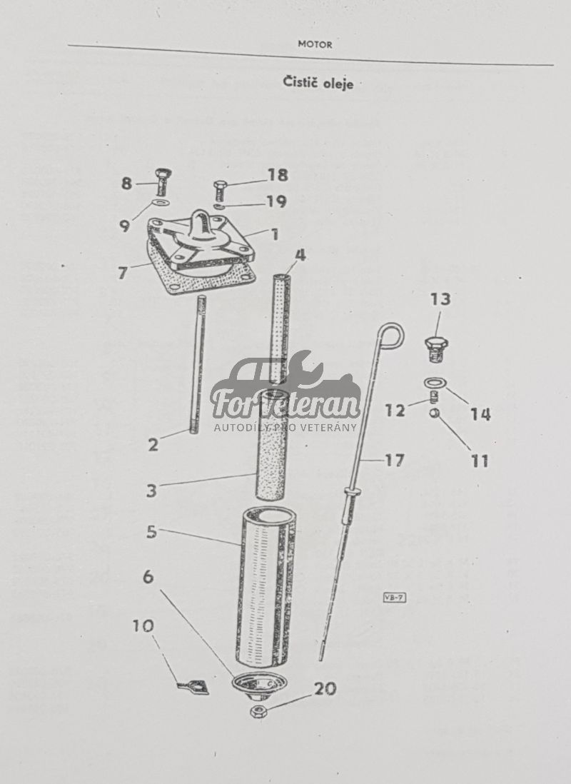Čistič oleje - olejový filtr úplný ŠKODA Spartak, Octavia, Felicia, 1200-3 ; 105040200, 150-7019