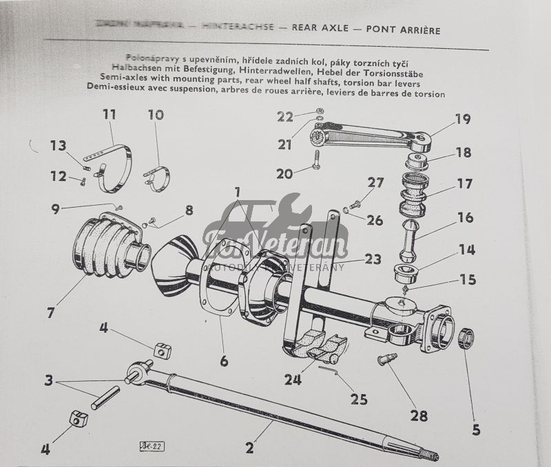Sada manžety poloosy ŠKODA 1203, TAZ 1500 ; 109329820S