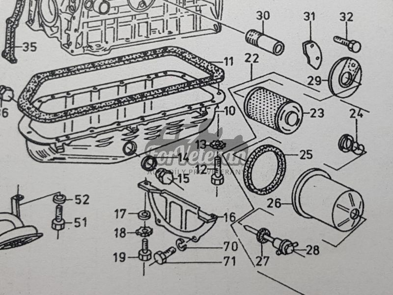 Čistič oleje úplný / olejový filtr ŠKODA 1000MB, 100, 110, 110R, 105-120 ; 110040200, 10-181-7019, 443744201000