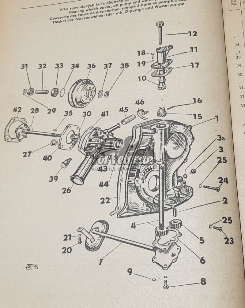 Opravná sada vodní pumpy - originálu ŠKODA 1000MB, 100, 110r, 105, 120, 130 ; 110050001, 113050001