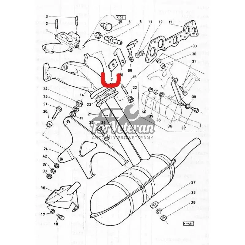 Příložka potrubí sání-výfuk ŠKODA 1000MB, 100, 110R, 105, 120 ; 110059730
