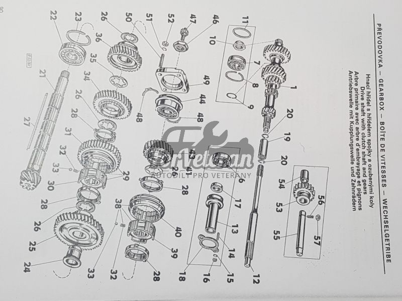 Sada na opravu převodovky ŠKODA 1000MB, 100, 110R, 105, 120 – 4kvalt ; 110200020S