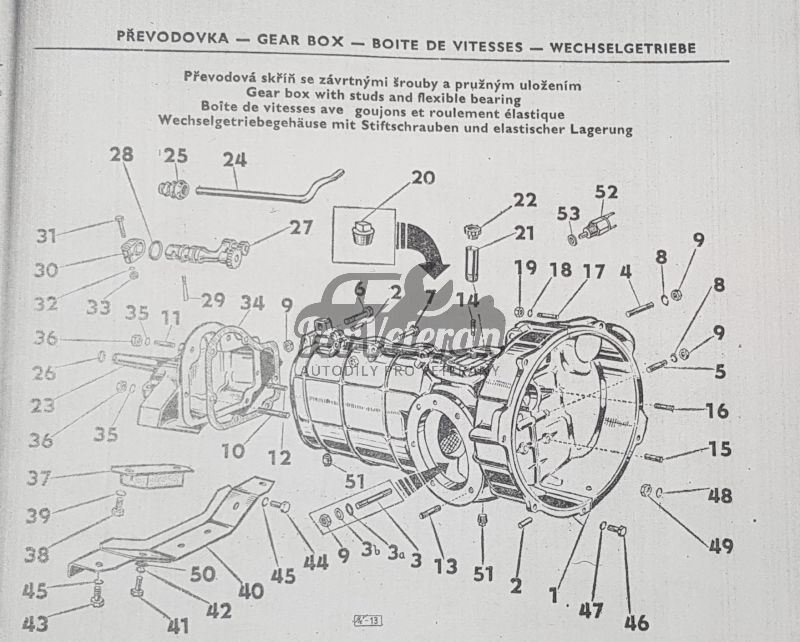 Sada na opravu převodovky ŠKODA 1000MB, 100, 110R, 105, 120 – 4kvalt ; 110200020S