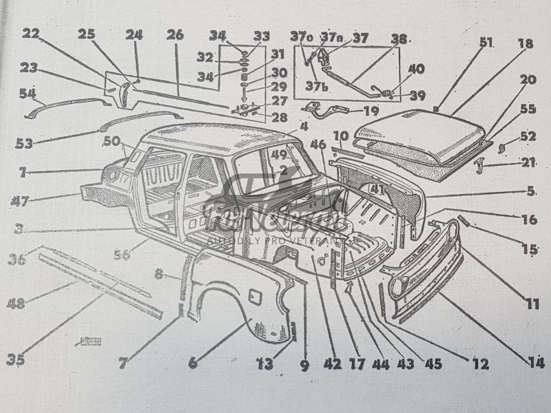 Sada prahových lišt AL ŠKODA 1000MB, 100, 110 ; 110704350, 110704351, 110704352, 110704353