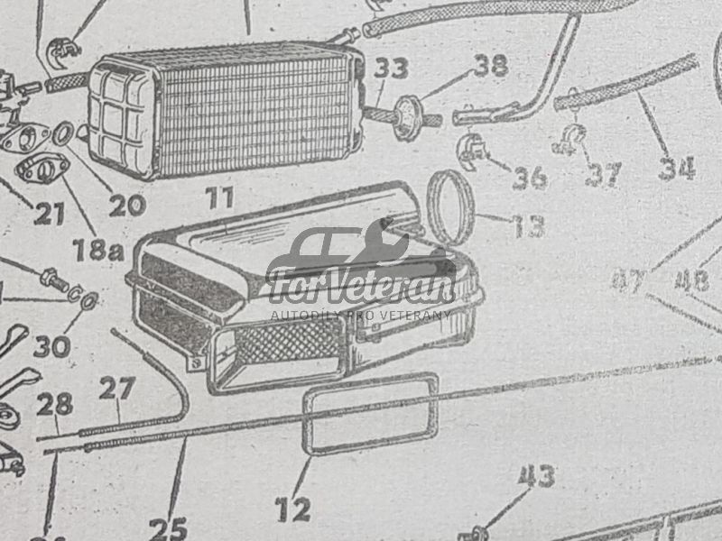 Těsnění výstupního hrdla topení ŠKODA 1000MB, 100, 110R ; 111972800, 443963530002