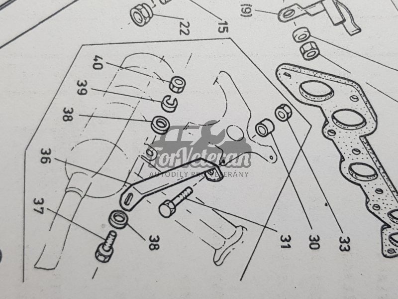 Držák výfuku zadní ŠKODA 100, 110, 110R, 105, 120 ; 111602310