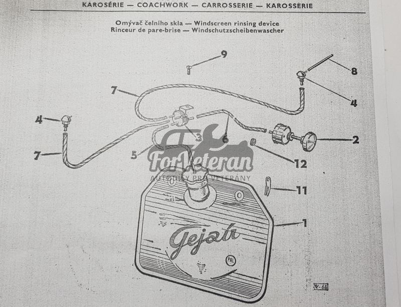 Úplný omývač čelního skla / Sada ostřikovače GEJZÍR ; 111930070