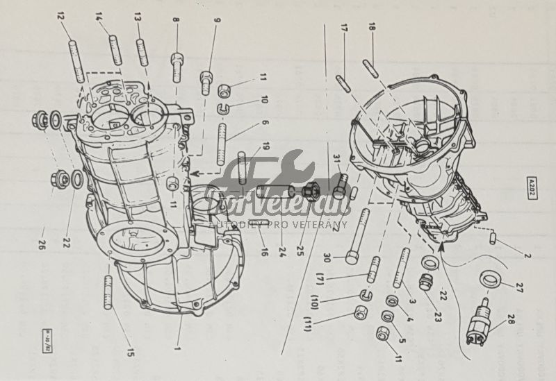 Sada na opravu převodovky ŠKODA 105, 120, 125, 130 – 5ti-kvalt suché poloosy ; 114200020S
