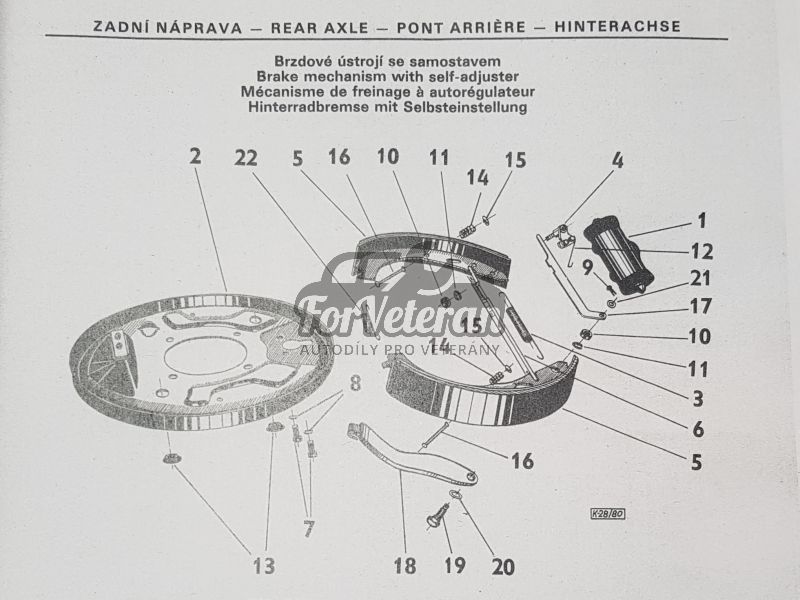 Zadní PRAVÝ brzdový štít ŠKODA 1000MB, 110, 110R, 105, 130, Rapid ; 111330111, 113330111