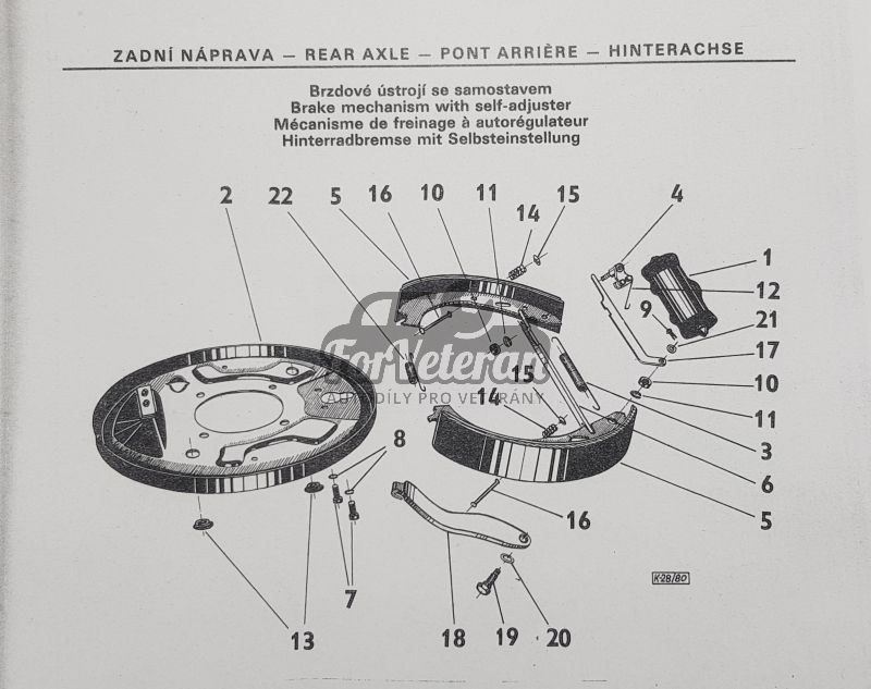 Sada pružinek k uchycení brzdových čelistí ŠKODA 1000MB, 100, 110R, 105, 120, 130 ; 110336021, 113336021