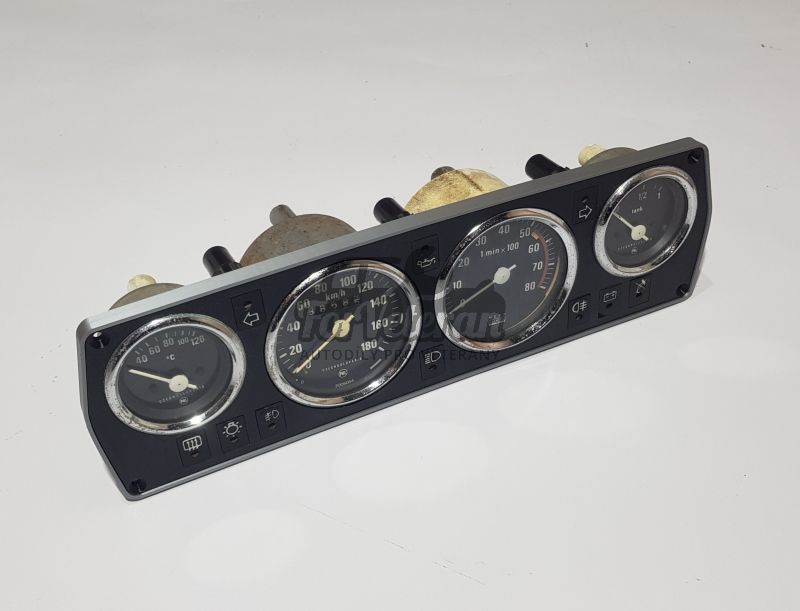 Panel přístrojové desky / rámeček budíků ŠKODA 120LS, 130 - otáčkoměr, stříbrný rámeček ; 114980114