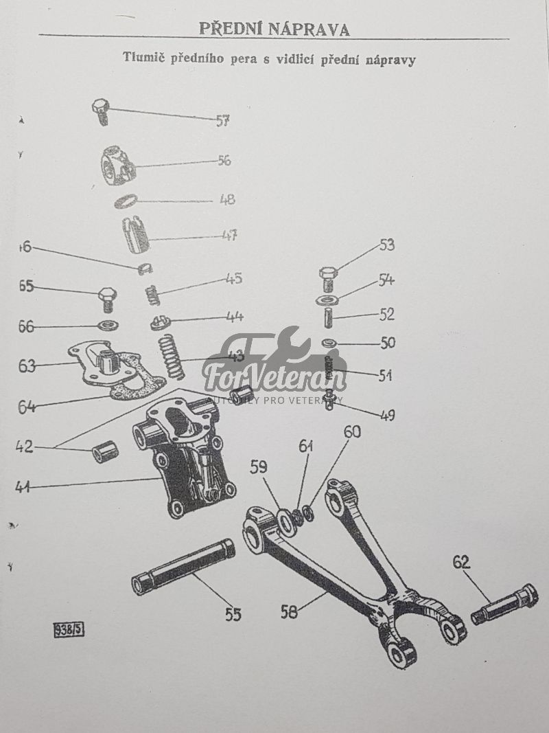 Skříň hydraulického tlumiče s pouzdry a čepem - repasovaný originál ŠKODA Tudor, Spartak, 1200-2 ; 4435905566, 109-7586, 105-7586