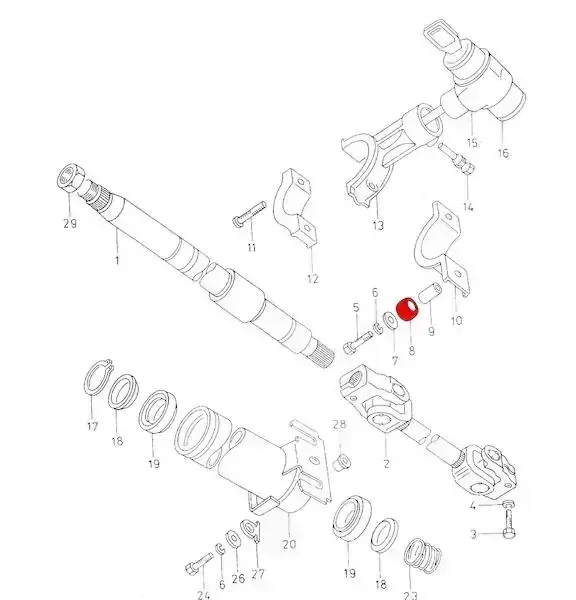 Průchodka motorku ostřikovače ŠKODA 105, 120, 130, Rapid, Favorit ; 6U0955493