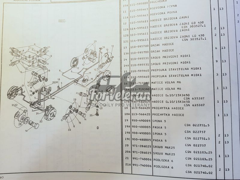 Hadice podtlaku posilovače ŠKODA 105, 120, 130, Rapid ; 930531015