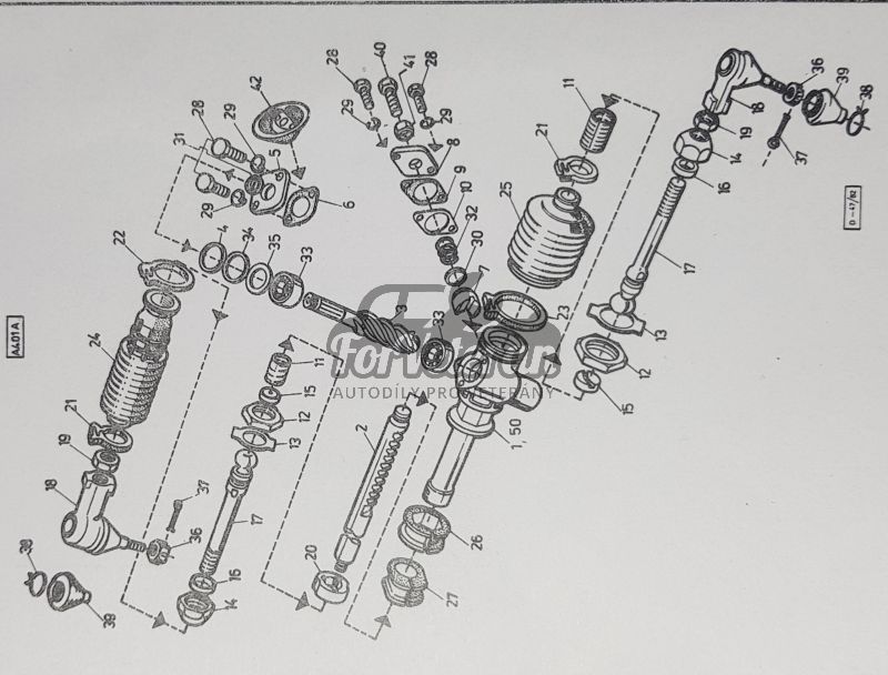 Ložisko hřebenového řízení PLC 03-29 ŠKODA 105, 120, 130, Rapid, Favorit ; 113032910, 969001504, 969001503, PLC 03-29