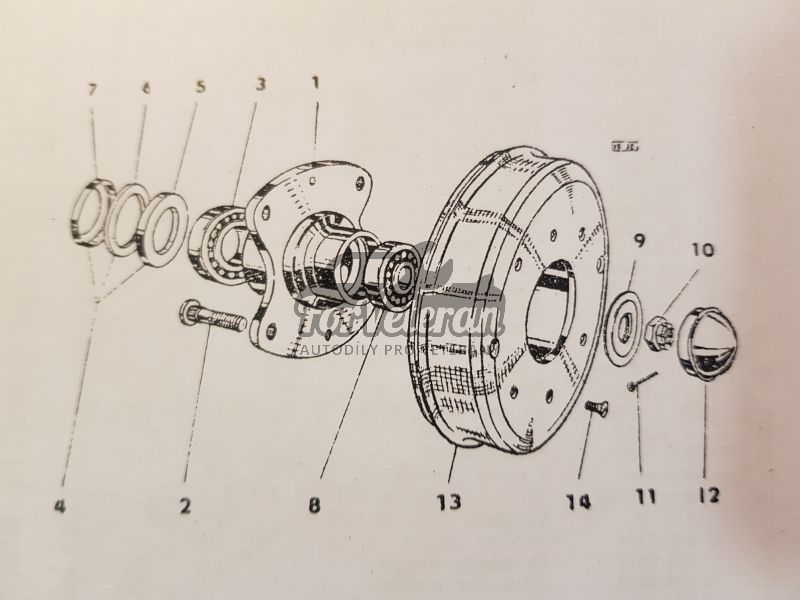 Náboj předního kola - kompletní originál ŠKODA Spartak, Octavia, Felicia ; 105430010