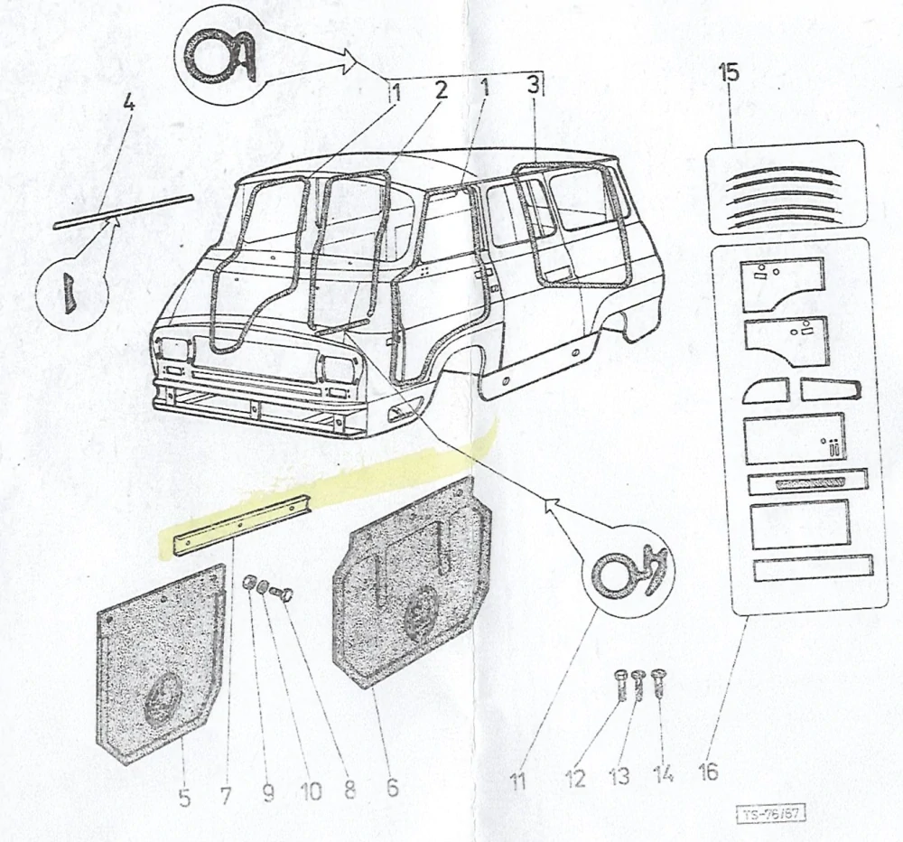 Držák zástěrek ŠKODA 1203 skříň ; 109712311